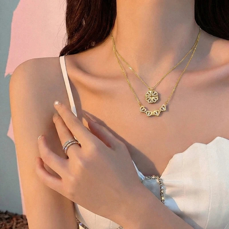 Convertible Heart & Clover Necklace